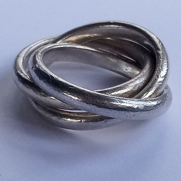 Tiffany & Co Triple Interlocking 925 Silver Bands - Picture 1 of 5